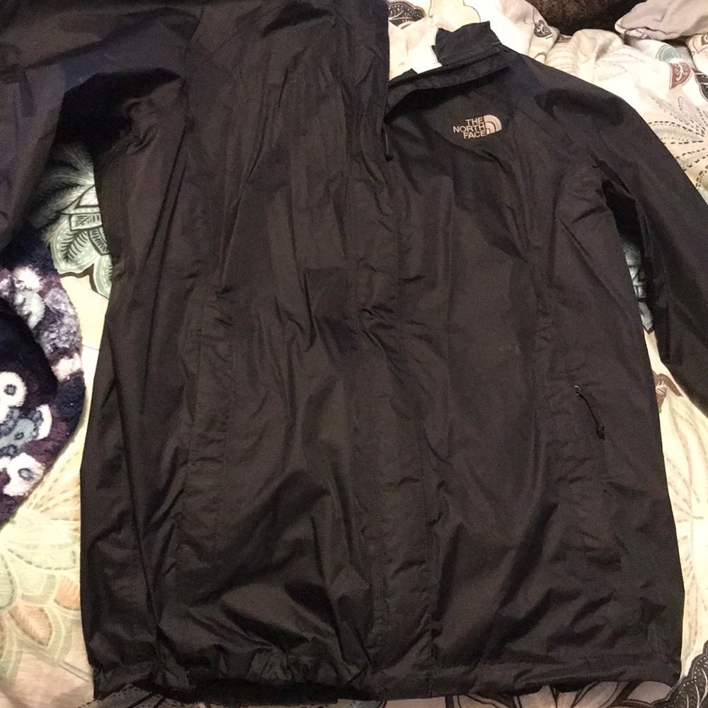 Black north face rain jacket